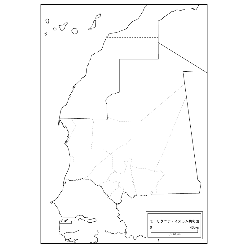 モーリタニアの白地図のサムネイル