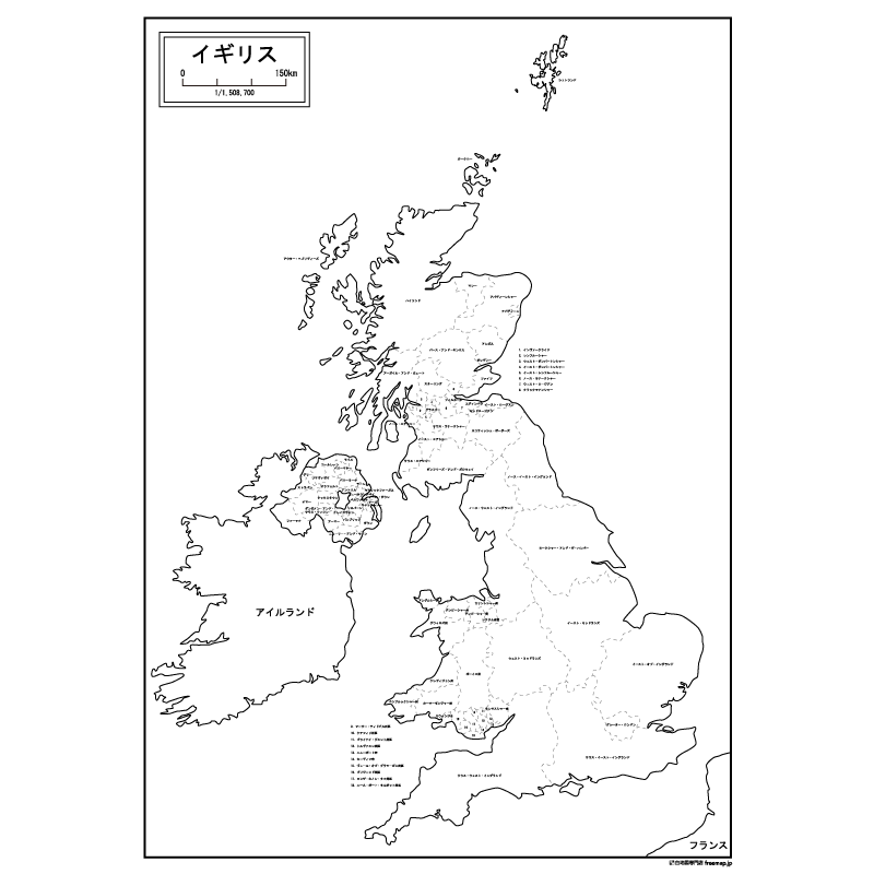 イギリスの白地図のサムネイル