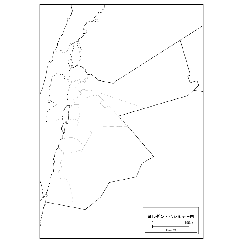ヨルダンの白地図のサムネイル